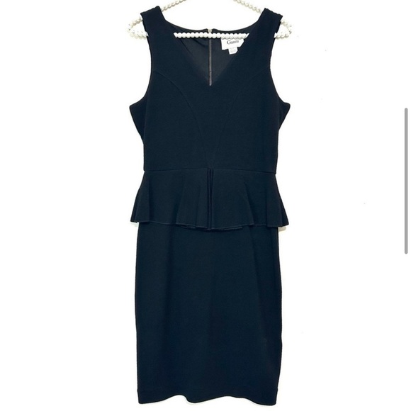 Ganni Miss Marple Peplum Sleeveless Deep Plunge Sheath Dress SIZE SMALL - Picture 3 of 8